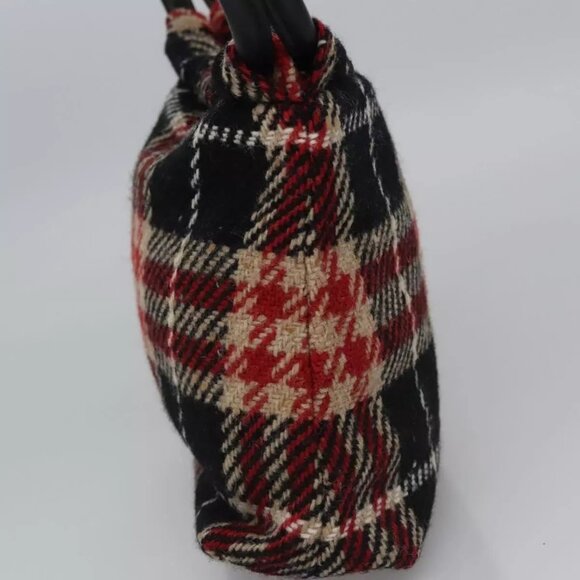 BURBERRY Nova Check Hand Bag Wool Red Black Auth - Picture 8 of 16